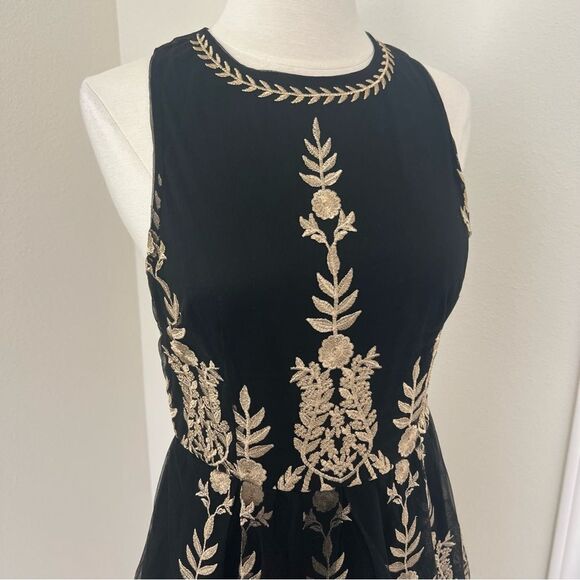 Altard State Elegant Black and Gold Embroidered Dress M - Picture 2 of 7